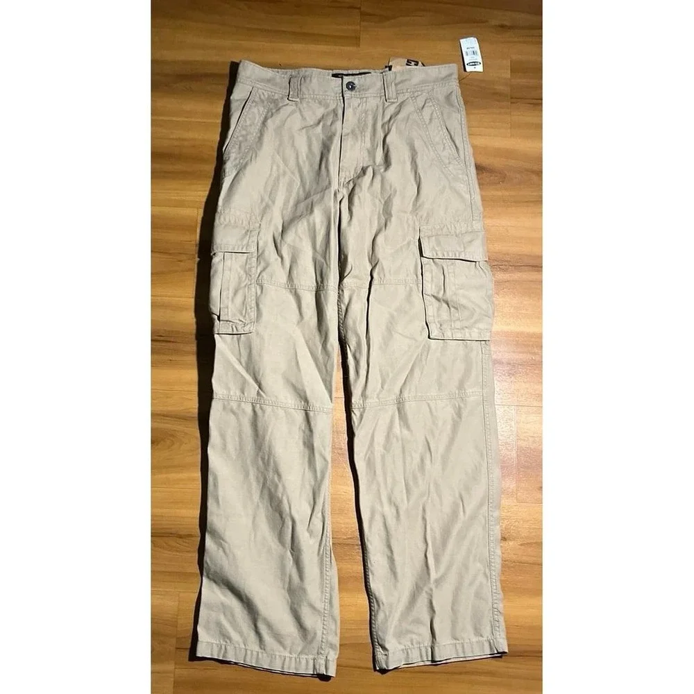 Mens NWT Old Navy Khaki Cargo Durable Tan Utility Straight Leg Pants
